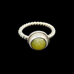 Artisan made Ring 925 Silver and Green Idocrase Round Stone size 6.5